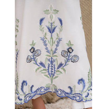 UA-247 Embroidered Cambric Cotton Kaftan Style Co-Ord Set Asian Wear | Umnaa