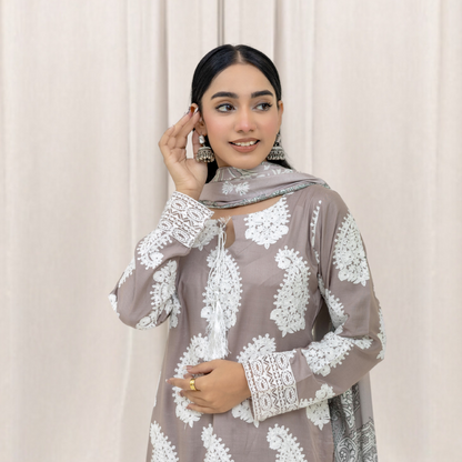 Winter Linen Embroidered Dress 3 Pc |Ready to Wear| Rangz | UMRGZ3800