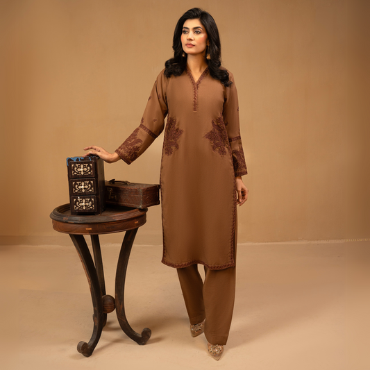 UA-42 Embroidered Dhank with Pockets 2 Pc Co Ord Set Dress | Ready to wear | UMNAA