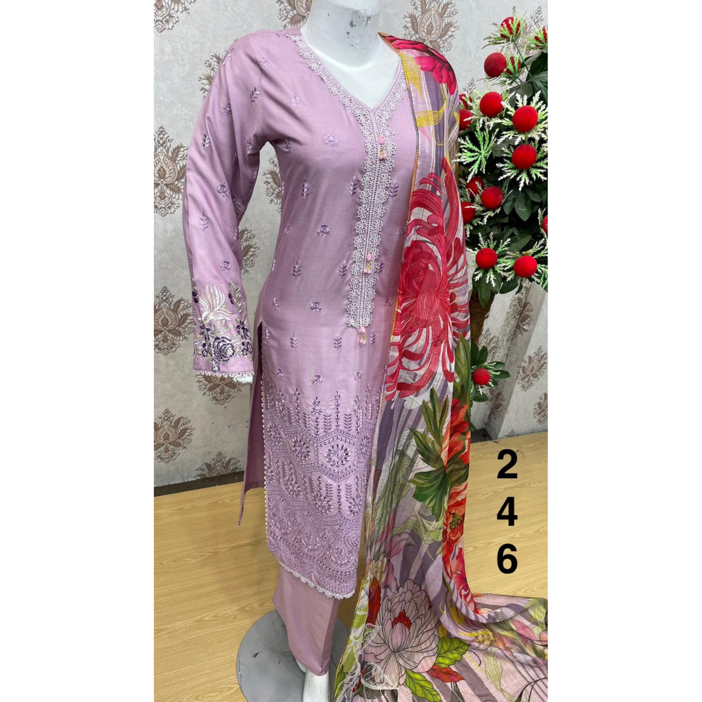 3 Pc Luxury mother daughter Embroidered Linen Collection-UMNAA