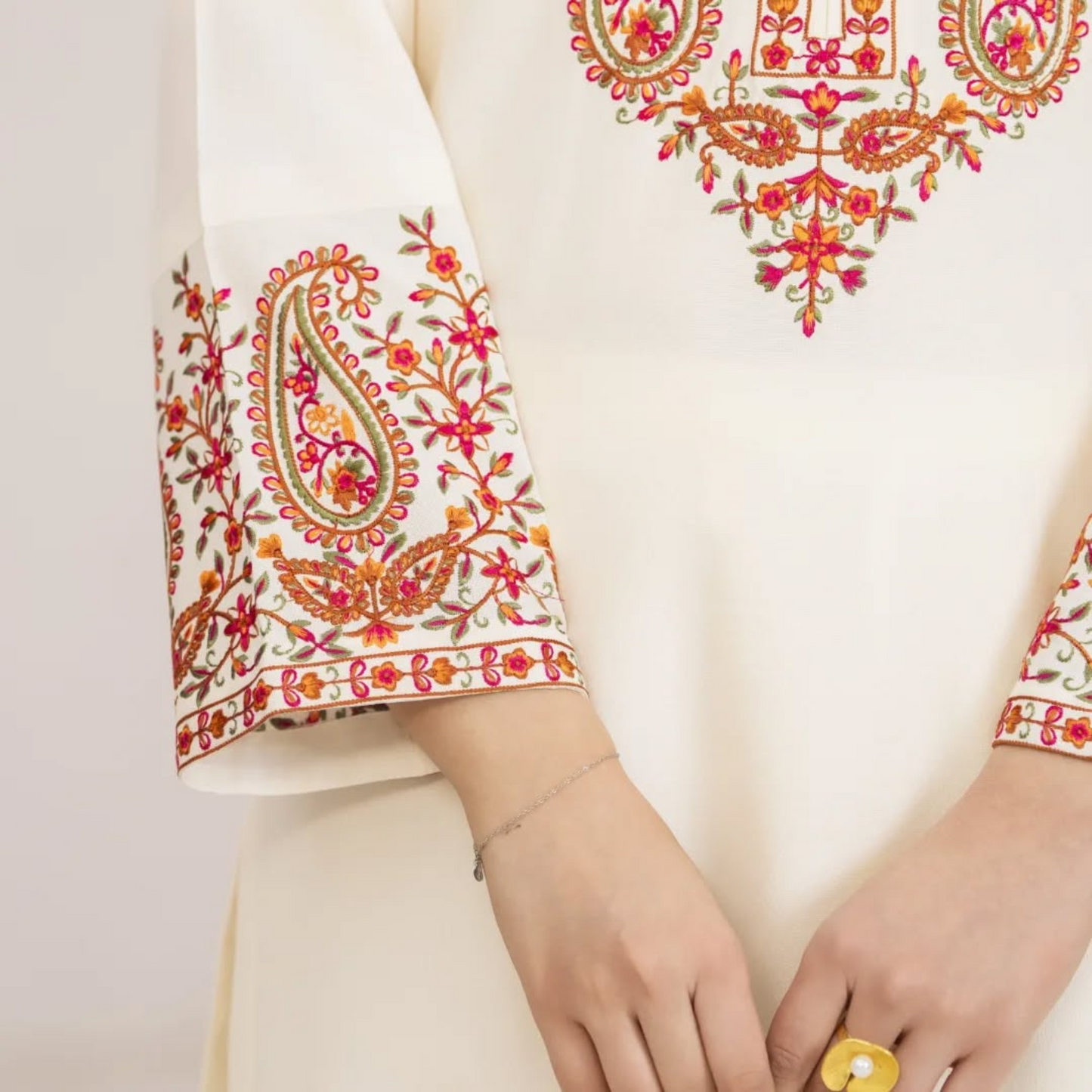 UA-49 Embroidered Cambric  Cotton with Pockets 2 Pc Co Ord Set Dress | Ready to wear | UMNAA