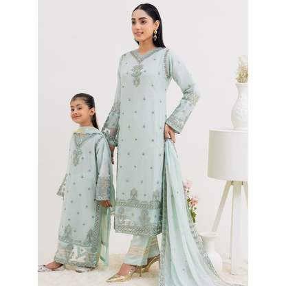 UMRZ-41 3 Pc Luxury mother daughter Embroidered Chiffon Collection-Rangz
