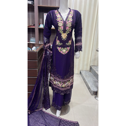 UA-52 3 Pc Luxury mother daughter Embroidered Chiffon Collection- Umnaa