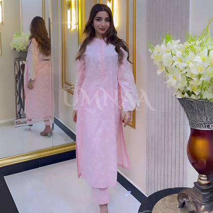 UA-56 (Light Pink) 2 Pc Embroidered Cambric Cotton Pakistani Dress | Ready to Wear | UMNAA