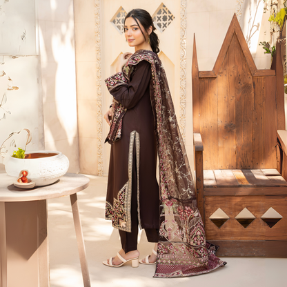 UA-60 Embroidered Viscose Linen 3 Pc Pakistani Dress | UMNAA