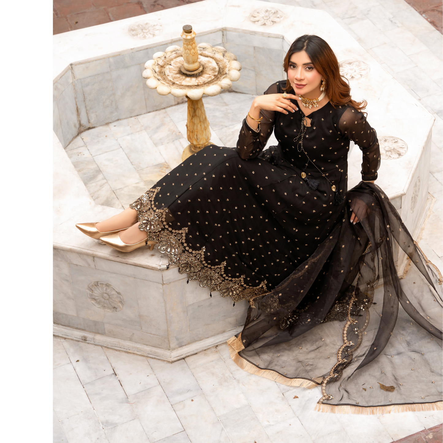 U-72 3 Pc Embroidered Chiffon long frock collection-UMNAA