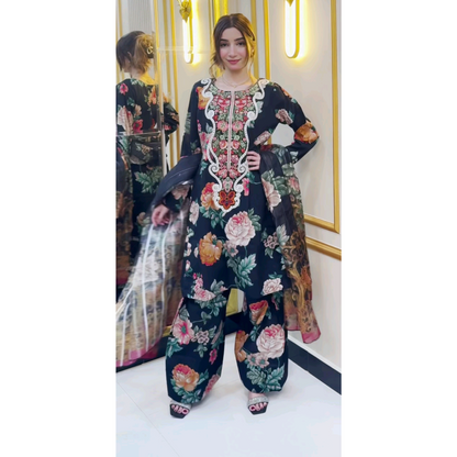 UA-77 Embroidered Self Jacquard Cotton with trending farshi shalwar 3 Pc Pakistani Dress | Ready to wear | UMNAA
