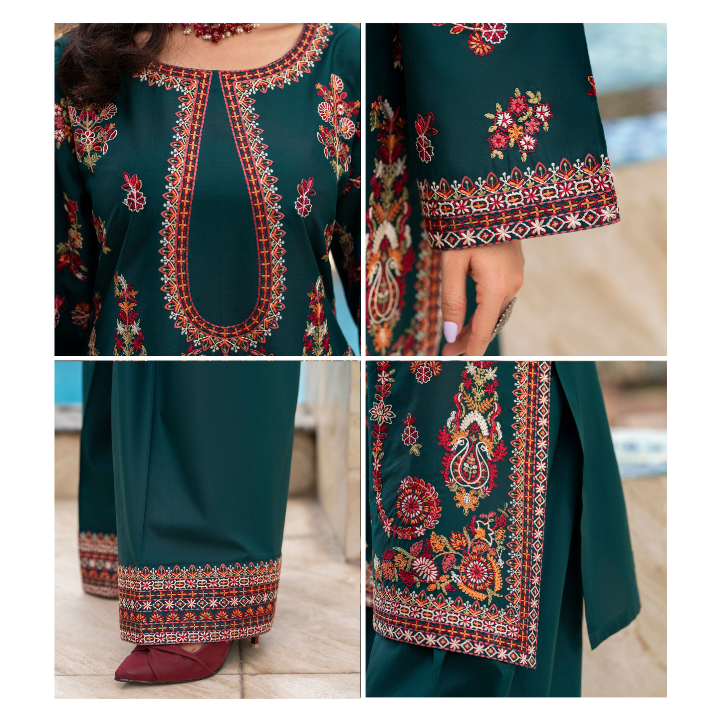 KC-1491 kashmiri Chikenkari Luxury Cotton farshi Shalwar Collection | Ready to Wear | Karma Collection