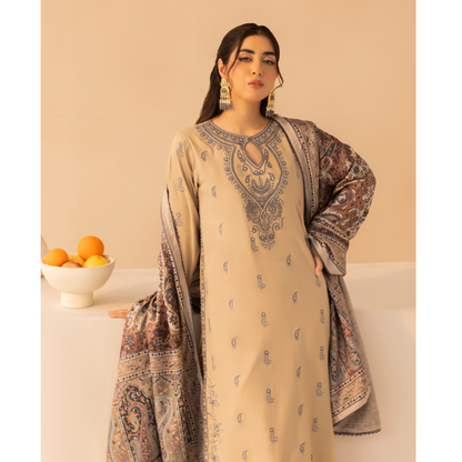 UMS-36 Anya by Simrans Embroidered Dhanak Dress with Winter Shawl | Ready to Wear | Asian Clothes