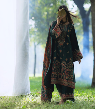 UCA-31 Embroidered Dhanak with Pashmina Shawl Winter Collection by Casuallite