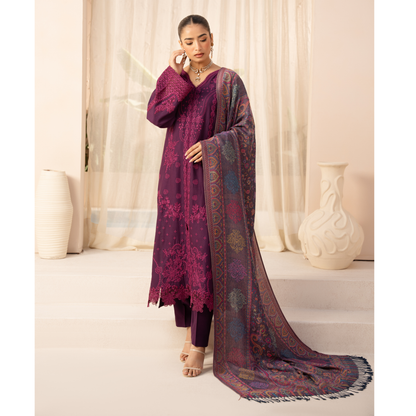 UA-140 Embroidered Dhanak Dress with Pashmina Shawl | Ready to Wear | Asian Clothes