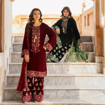 F-489 "Sehar" Embroidered Velvet Collection | Karma Collection