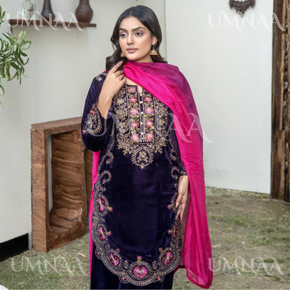 UA-141 3 Luxury Velvet Sharara collection by Umnaa