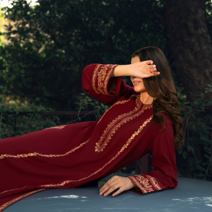 UCA-33 "Shadows" Embroidered Khaddar with Wool Shawl Winter Collection by Casuallite