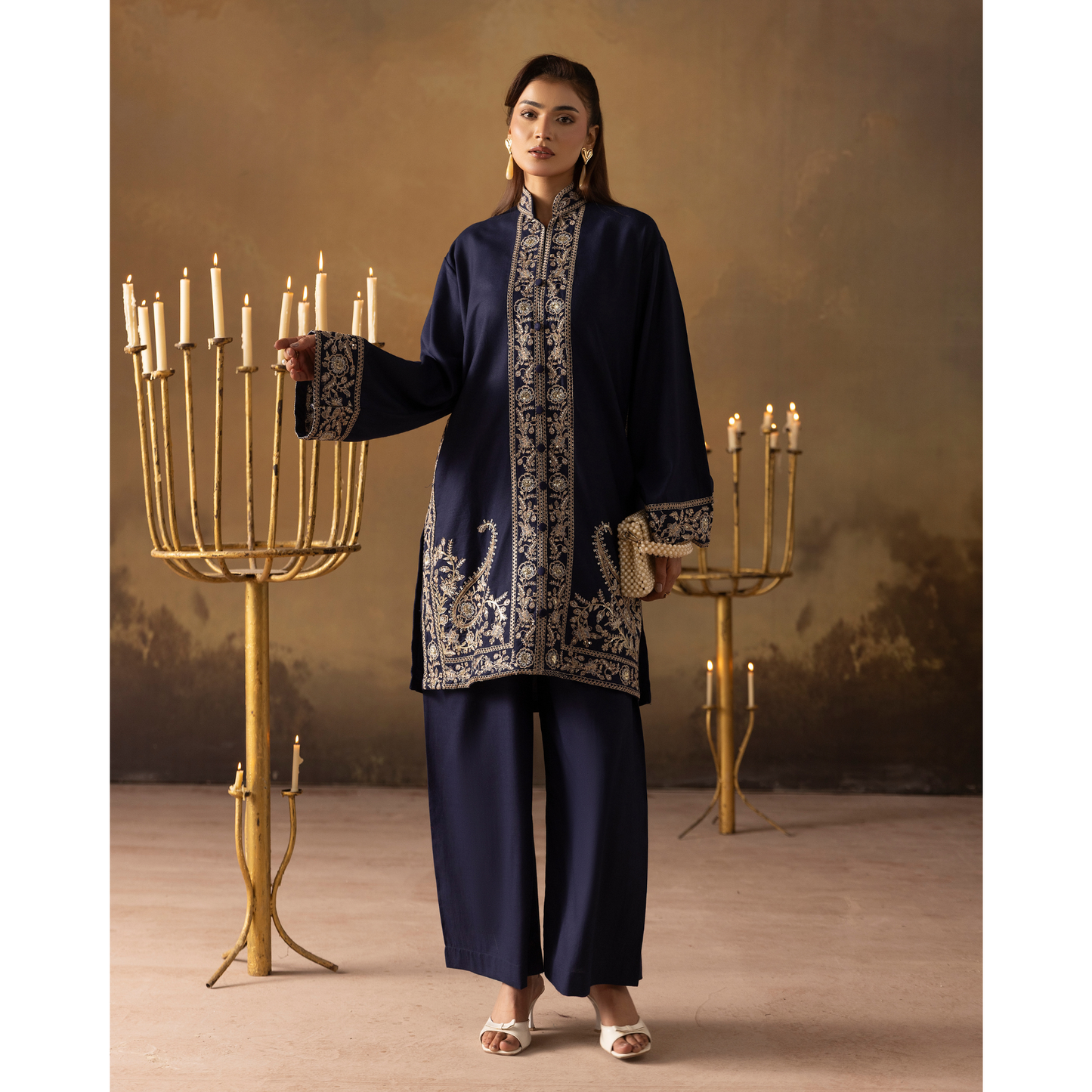 UMS-48 Embroidered Dhanak 2 Pc Co-Ords Set by Simrans