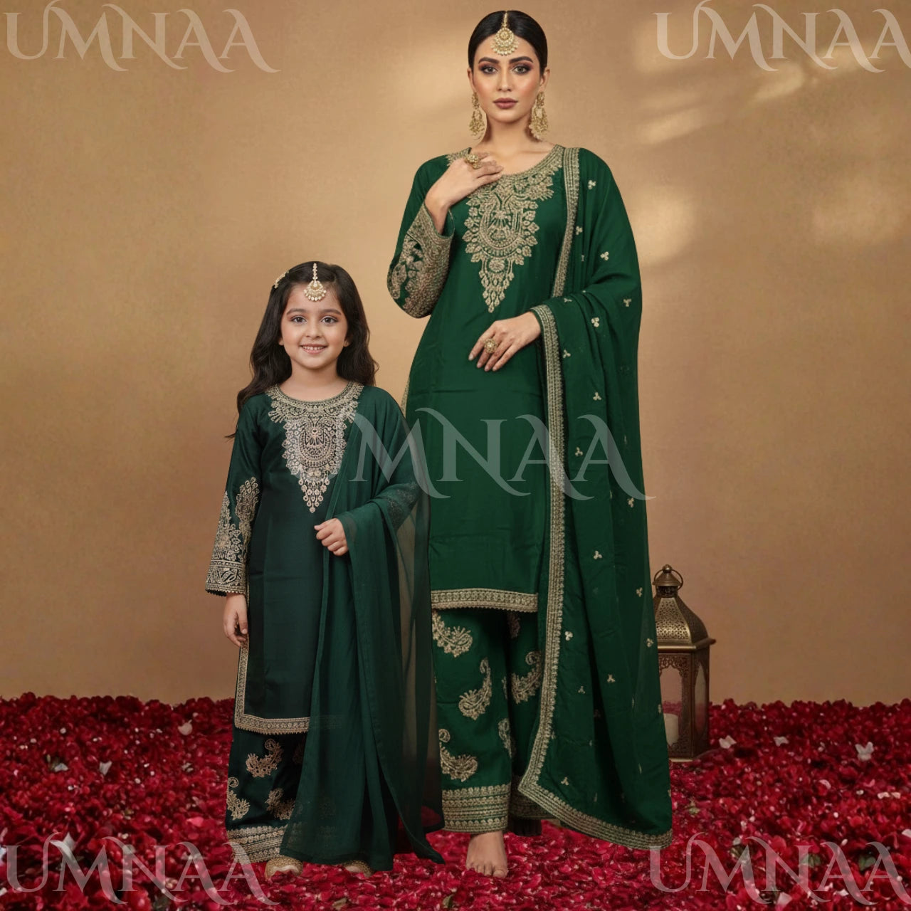 UA-168 Mother–Daughter Embroidered Viscose Matching Festive Collection by Umnaa