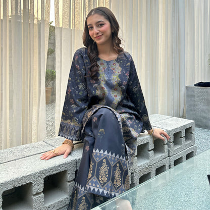UA-169 Silk Printed Co-Ords Set by Umnaa | Ready to Wear Modest fashion Asian