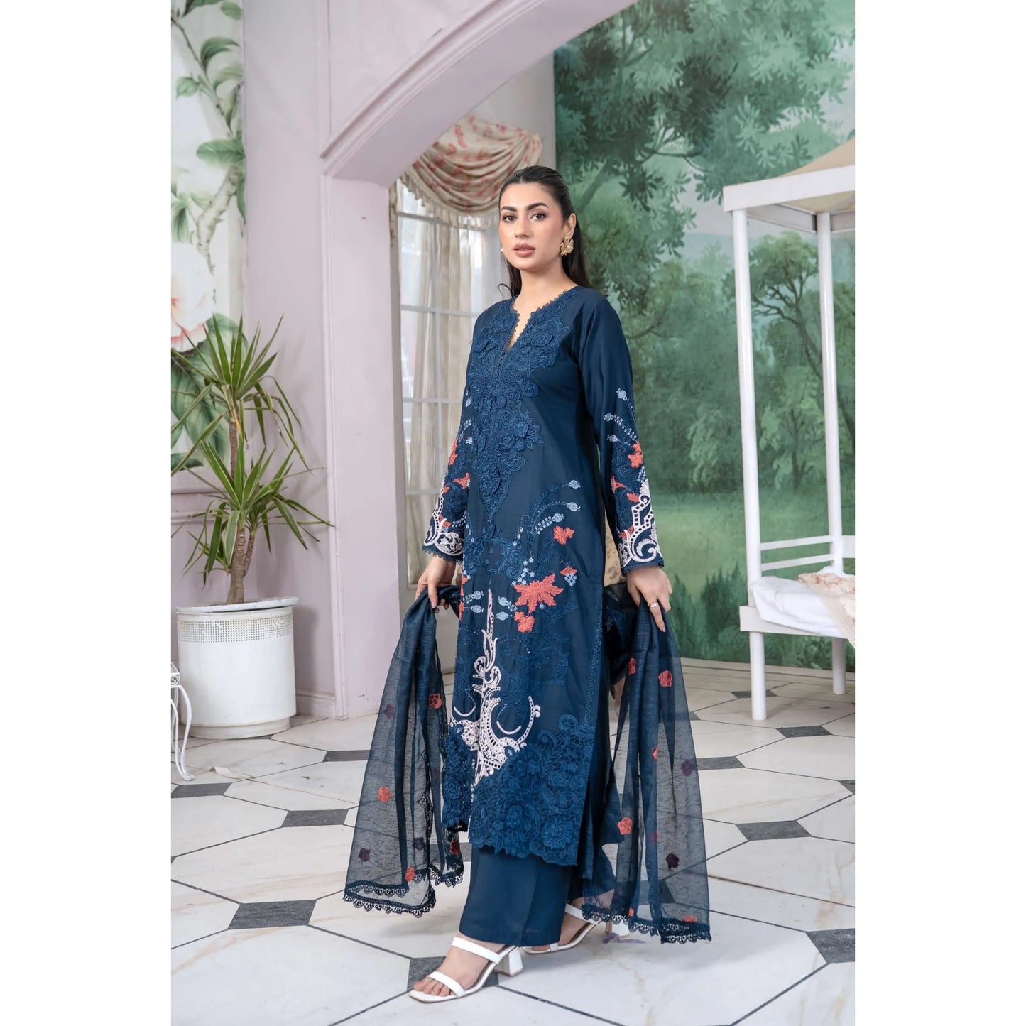 UMRZ-55 Festive Maria.b Lux by Rangz Embroidered Linen Collection