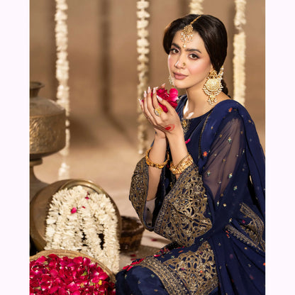 F-521 "Saj Dhaj" Embroidered Georgette Collection by Karma Collection