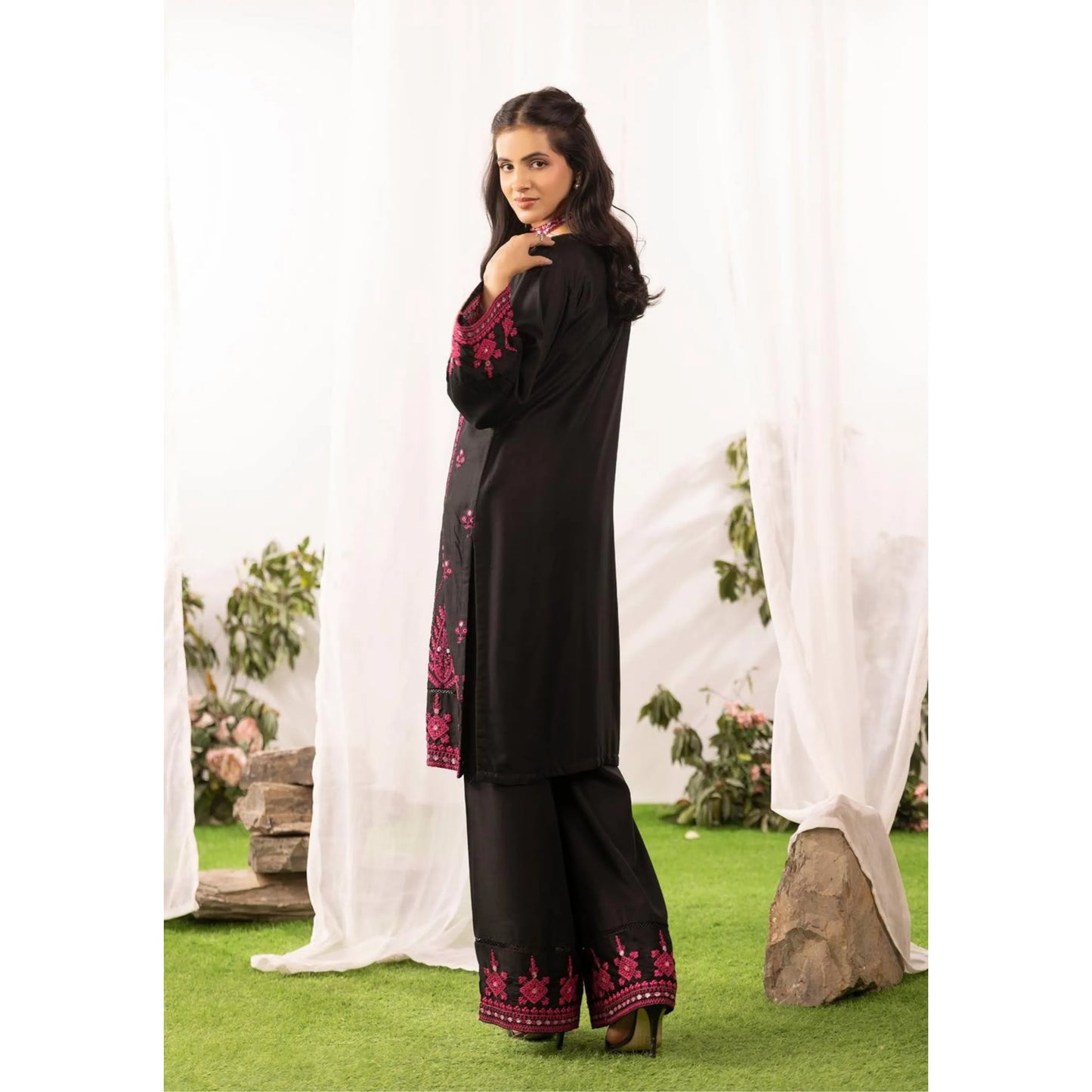 UMS-59 Embroidered Linen Co-Ords Set 2 Pc Set by Simrans
