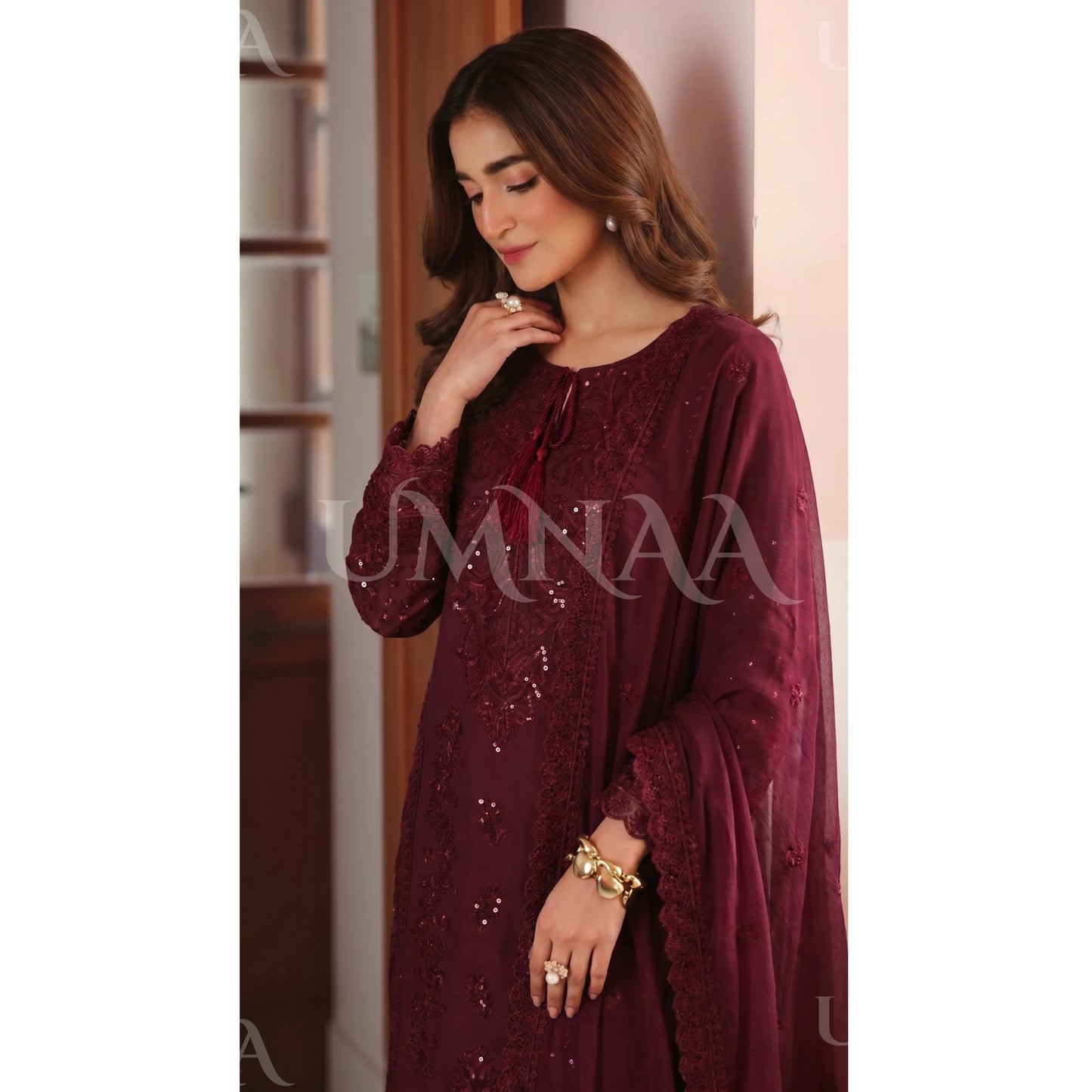 UA-192 festive Embroidered Cotton Collection with Chiffon Duppatta | Ready to Wear | Asian clothes