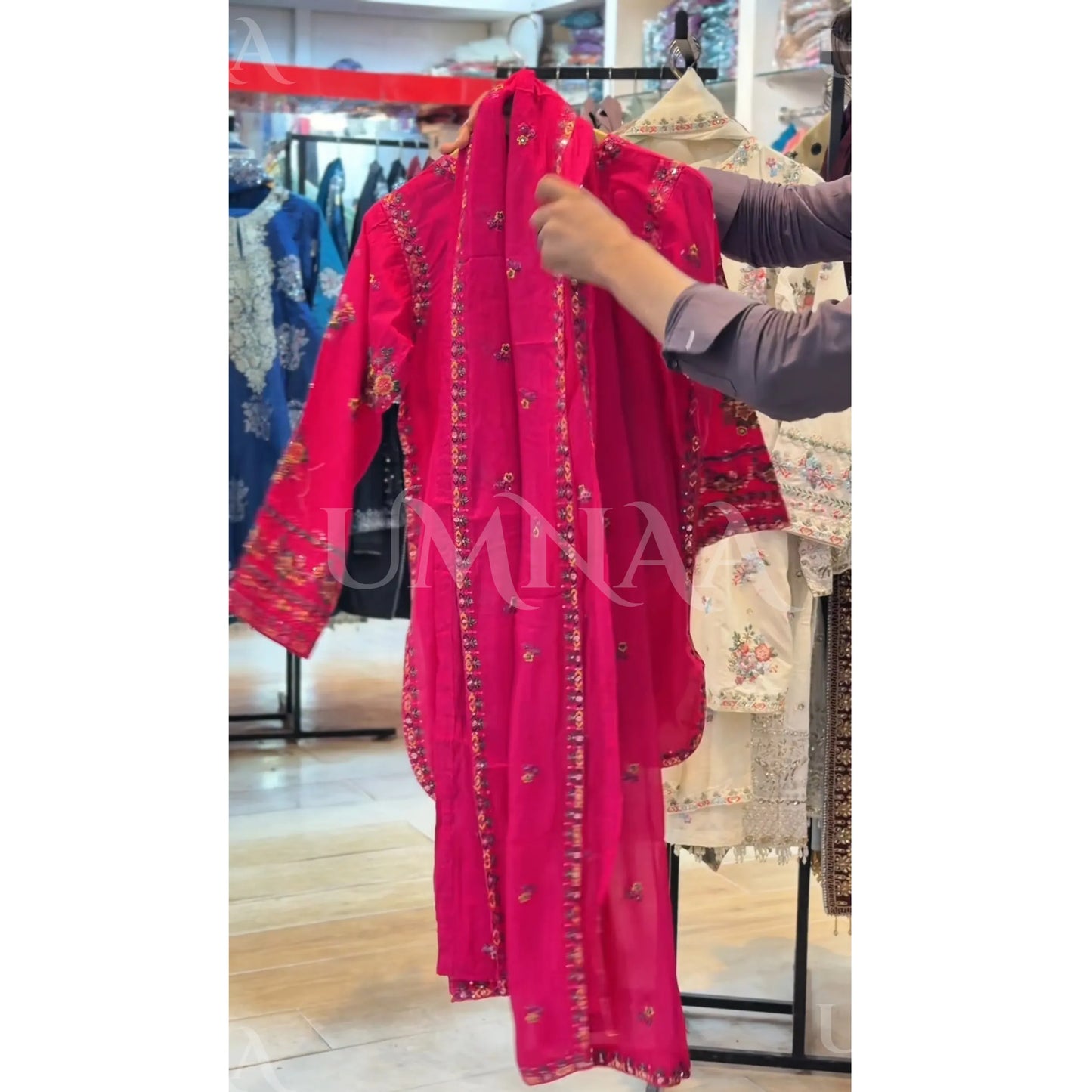 UA-194 Embroidered Cotton Farshi Shalwar Collection by Umnaa | Ready to Wear Pakistani Asian Clothing
