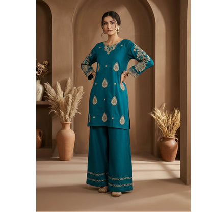 UA-196 Embroidered Cotton Lawn Co-Ords Set by Umnaa Ready to Wear Pakistani Asian casual Modest clothes