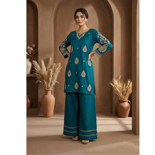 UA-196 Embroidered Cotton Lawn Co-Ords Set by Umnaa Ready to Wear Pakistani Asian casual Modest clothes