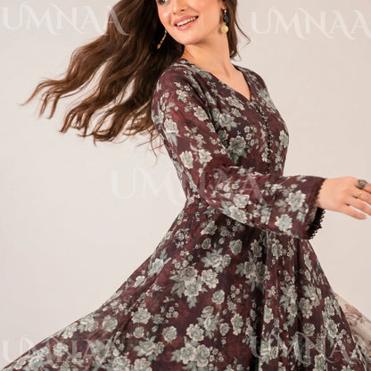 UA-197 Printed Poly Lawn frock 3 Pc Collection Ready to Wear Pakistani Asian clothes