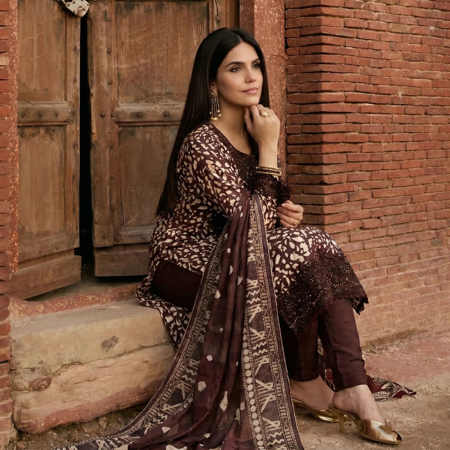 UA-198 Embroidered Printed Poly Silk Lawn Collection by Umnaa | Ready to Wear | Asian Clothes