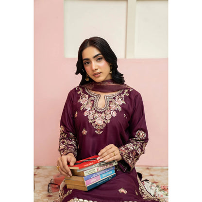 UMRZ-60 Maharani Festive Embroidered Linen with printed Sharara collection by Rangz | Ready to Wear Pakistani Asian clothes