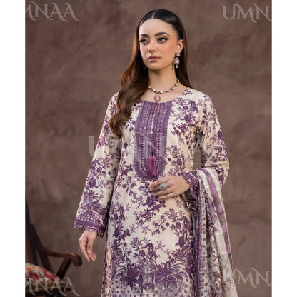 UA-212 Embroidered Printed Slub Poly Lawn Farshi Shalwar Collection by Umnaa | Ready to Wear Pakistani Asian Clothing