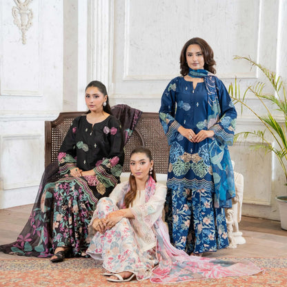 UMRZ-61 "Riwayat" by Rangz Embroidered Cotton with poly Lawn Sharara Festive collection| Ready to Wear Pakistani Asian clothes
