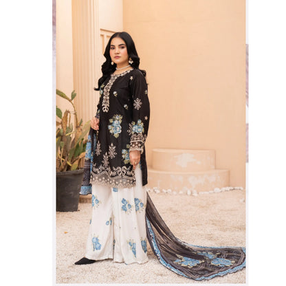 UMRZ-62 "Crimsons" by Rangz Embroidered Cotton with poly Lawn Sharara Festive collection| Ready to Wear Pakistani Asian clothes