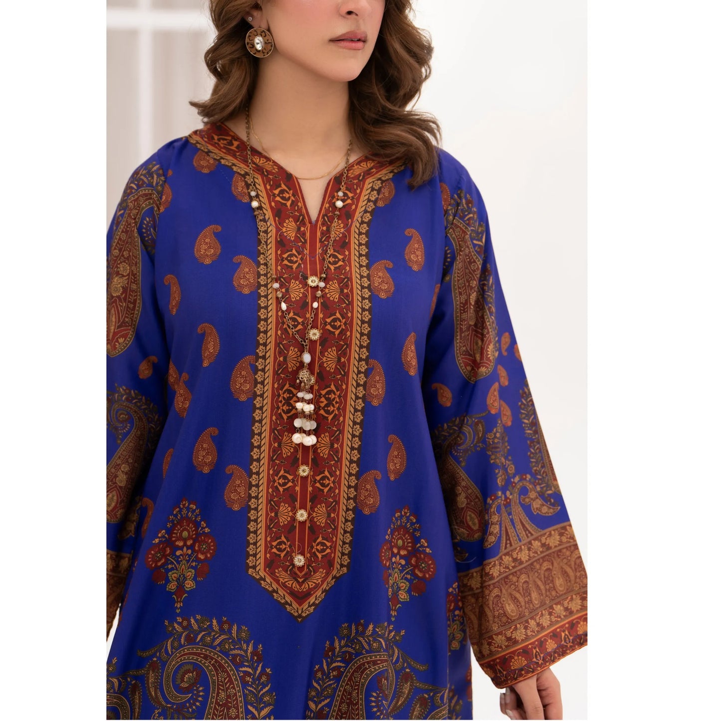 UA-215 " Printed Poly Silk Lawn Kaftan Style Co Ord Set Collection by Umnaa | Ready to Wear Pakistani Asian clothes
