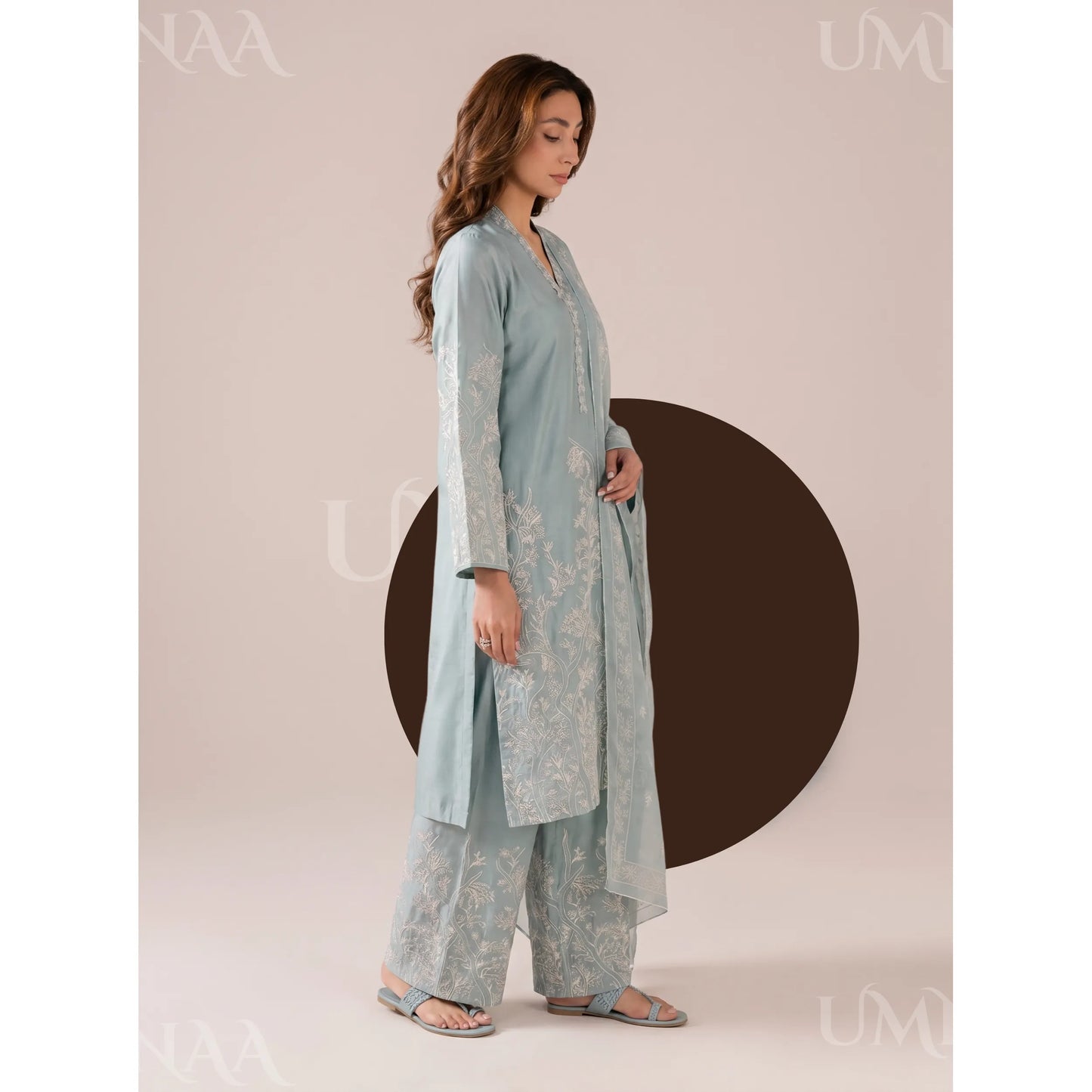 UA-221 Embroidered Cotton Ready to Wear Collection Pakistani Asian Women | 3 Piece Shirt Trouser Duppata by Umnaa