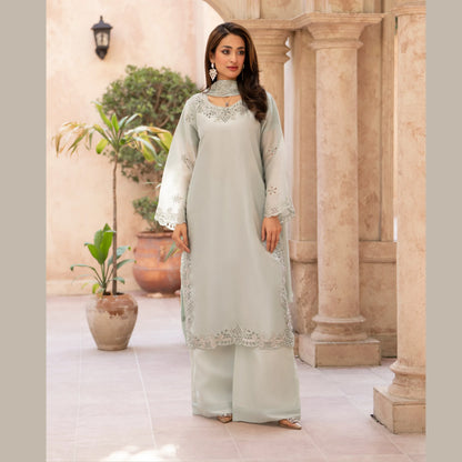 RA-36 Embroidered Sheesha Silk 3 Piece Suit | Premium Embroidered Silk Dress with Dupatta | Women's Party & Festive Wear