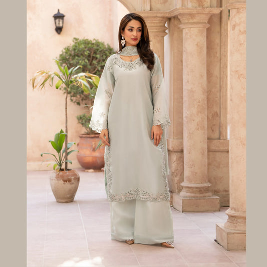 RA-36 Embroidered Sheesha Silk 3 Piece Suit | Premium Embroidered Silk Dress with Dupatta | Women's Party & Festive Wear