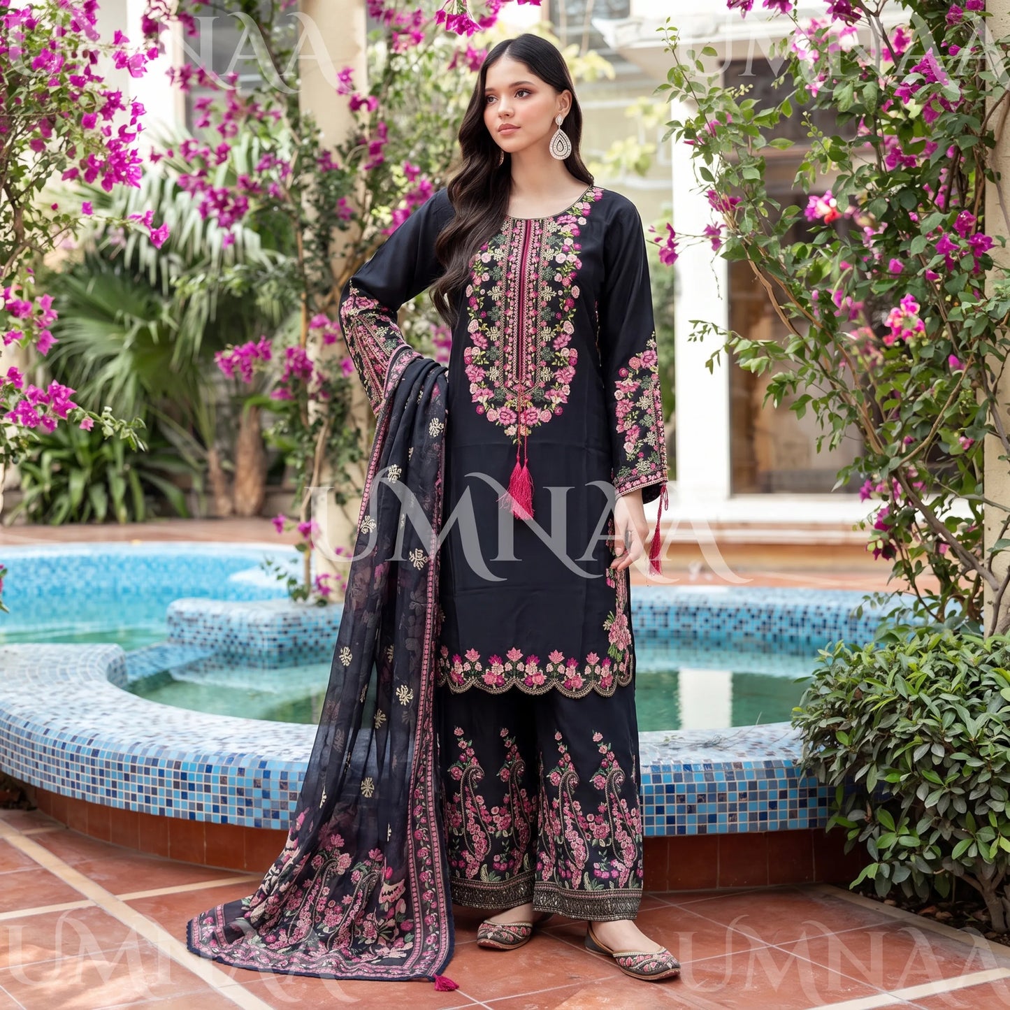 UA-335 Embroidered Viscose 3 Pc Collection Ready to Wear Pakistani Asian clothes by Umnaa