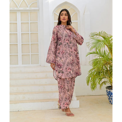 UA-248 Printed Lawn 2 Piece Co-Ord Set | Soft Breathable Summer Outfit | Casual Matching Shirt & Trouser Set by Umnaa
