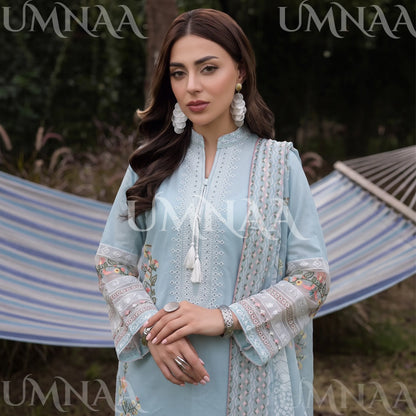 UA-256 Embroidered Cotton 3 Pc Collection Ready to Wear Pakistani Asian clothes by Umnaa
