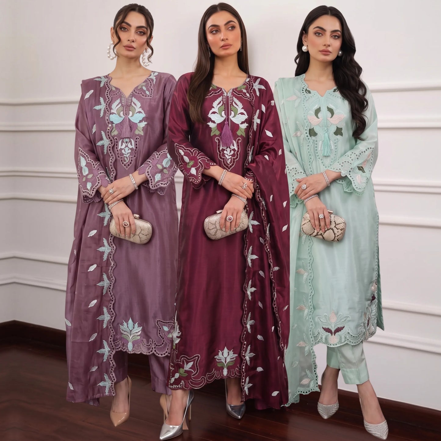 UA-265 Embroidered Festive Kaftan Sheesha Silk Collection by Umnaa | Pakistani Trendy Kaftan Asian Clothing