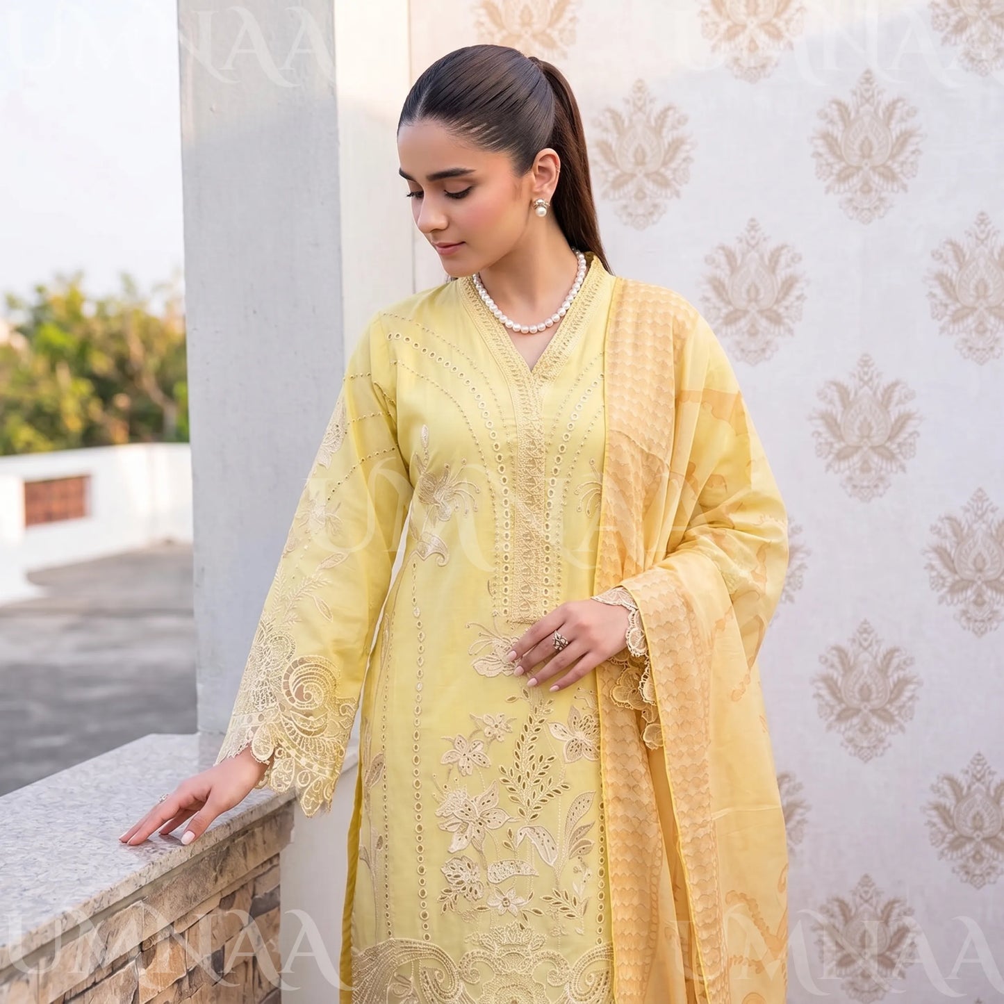 UA-272 Embroidered Cambric Cotton 3 Pc Collection | Umnaa