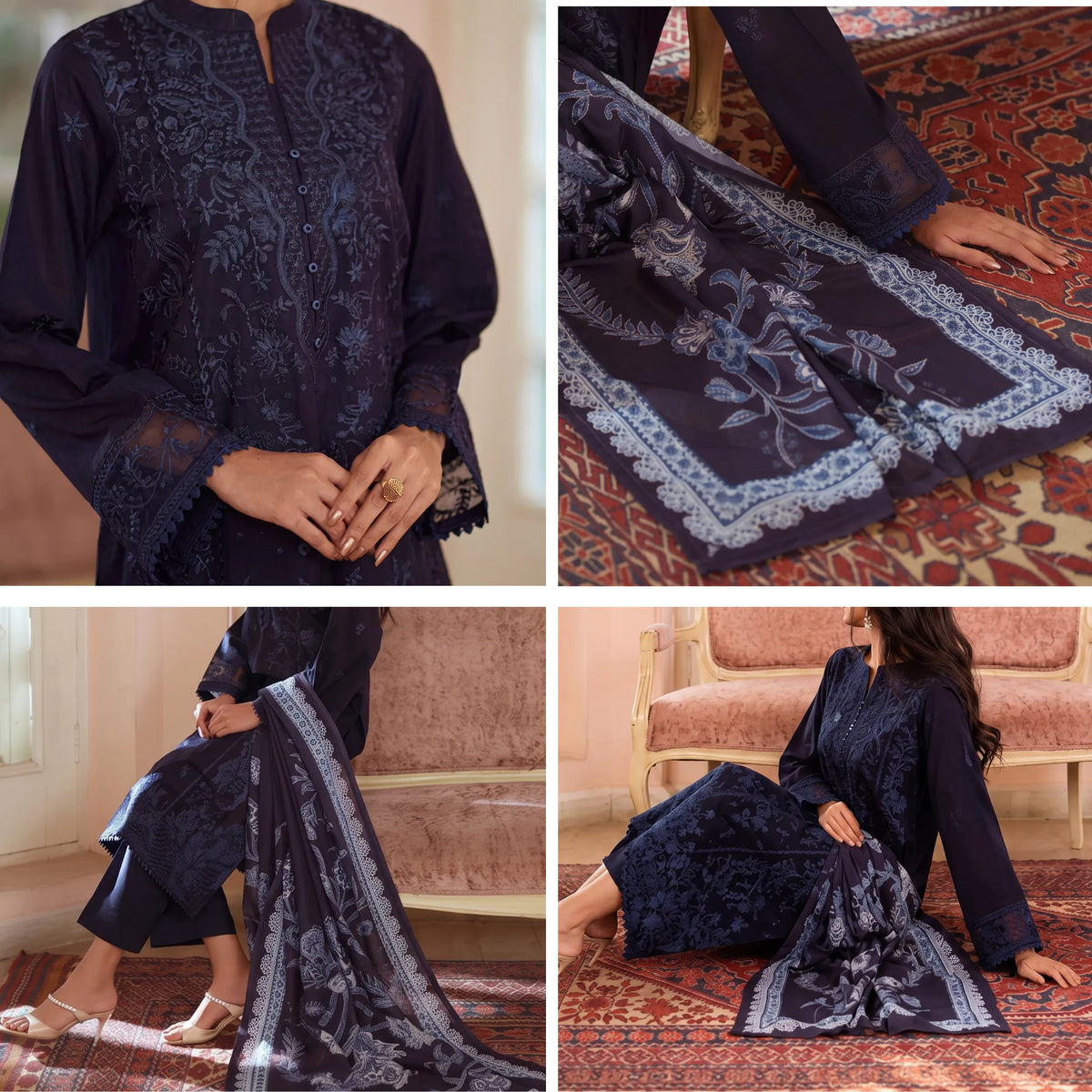 UCA-47 "Sakoon" Embroidered Cambric 3 Pc Collection | Casuallite