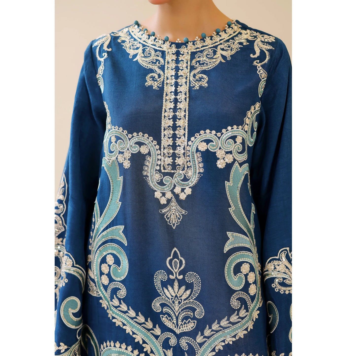 UAL-02 Embroidered Kaftan Raw Silk Co-Ord Set 2 Pc | Adan's Libas