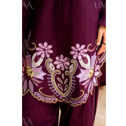 UA-277 Embroidered Trendy Cotton Co-Ord Set | Umnaa
