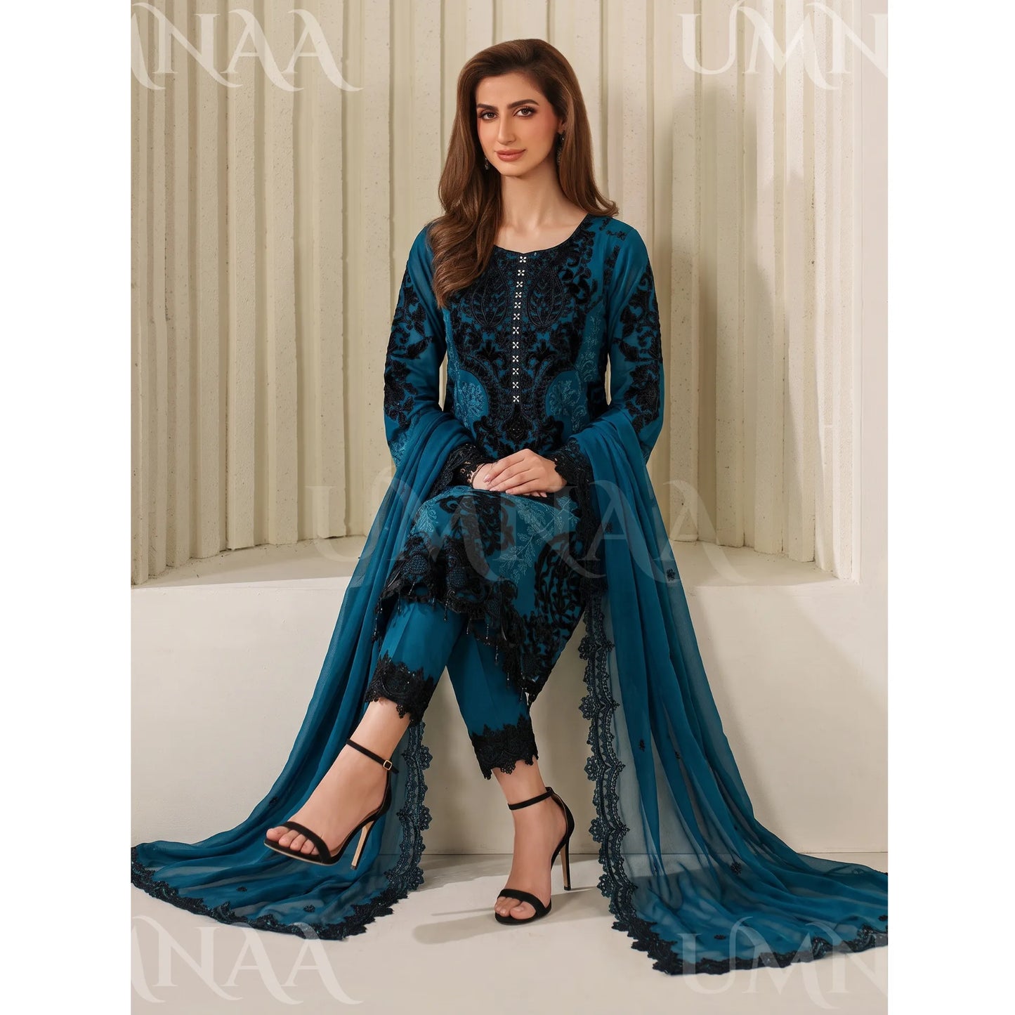 UA-283 Embroidered Chiffon 3 Pc Collection | Umnaa