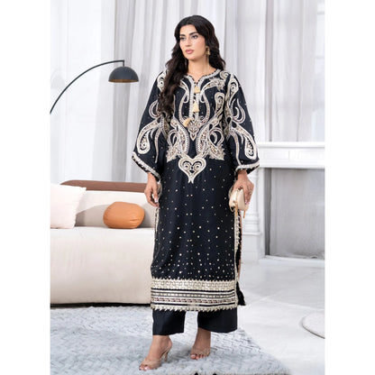 UA-286 Embroidered Viscose Silk Co-Ords Set | Umnaa