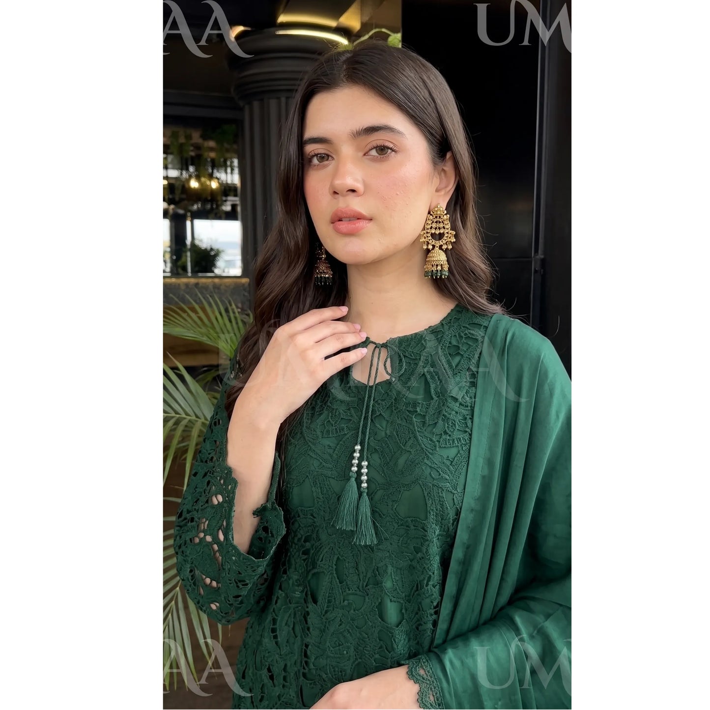 UA-290 Qureshia Silk Sharara 3 Pc | Umnaa