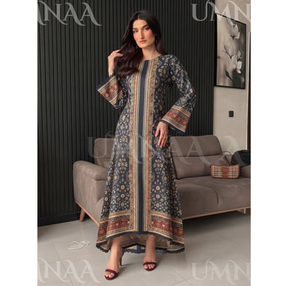 UA-298 Primted Linen Kaftan Style 2 Pc Co-Ord Set | Umnaa